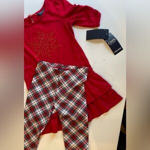 Chaps Two Piece Snowflake and Plaid Set 4T